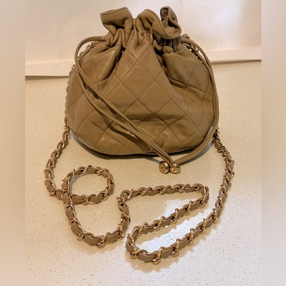 Chanel Beige/Camel Vintage Matelasse Mini Drawstring Bucket Bag - Picture 3 of 12